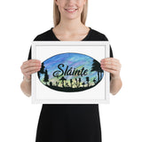 Slainte Mushroom Village Watercolor Painting Framed poster