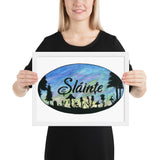 Slainte Mushroom Village Watercolor Painting Framed poster