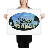 Slainte Mushroom Village Watercolor Painting Framed poster