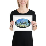 Slainte Mushroom Village Watercolor Painting Framed poster