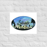 Slainte Mushroom Village Watercolor Painting Poster