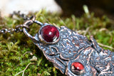 Apple Tree Bark Copper Pendant with Garnets