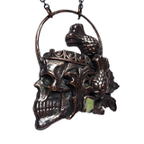 Crowned Skull Copper Pendant with Thistles & Iona Scottish Marble