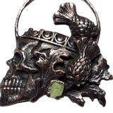 Crowned Skull Copper Pendant with Thistles & Iona Scottish Marble