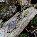 Apple Tree Bark Copper Pendant with Raw Pencil Tourmaline