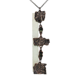 Apple Tree Bark Copper Pendant with Raw Pencil Tourmaline
