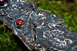 Apple Tree Bark Copper Pendant with Garnets