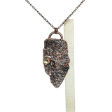 Apple Tree Bark Copper Pendant with Raw Oregon Sunstone