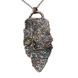 Apple Tree Bark Copper Pendant with Raw Oregon Sunstone