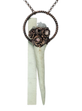 Deer Antler Copper Pendant with Crystal Cluster and Tourmaline