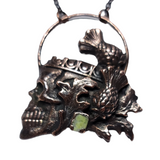 Crowned Skull Copper Pendant with Thistles & Iona Scottish Marble