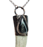Deer Antler Copper Pendant with Hypersthene
