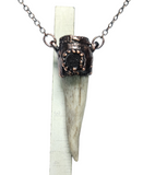 Deer Antler Copper Pendant with Black Druzy