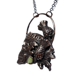 Crowned Skull Copper Pendant with Thistles & Iona Scottish Marble