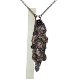 Apple Tree Bark Copper Pendant with Garnets