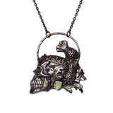 Crowned Skull Copper Pendant with Thistles & Iona Scottish Marble