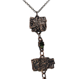 Apple Tree Bark Copper Pendant with Raw Pencil Tourmaline