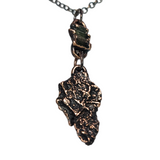 Apple Tree Bark Copper Pendant with Raw Pencil Tourmaline