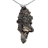 Apple Tree Bark Copper Pendant with Garnets