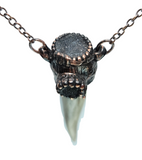 Deer Antler Copper Pendant with Black Druzy