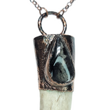 Deer Antler Copper Pendant with Hypersthene