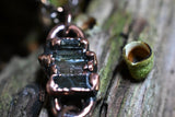 Apple Tree Bark Copper Pendant with Raw Pencil Tourmaline