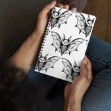 Whispering Wings Filigree Bat Spiral notebook brick pattern