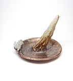 Copper Ring Holder Dish with Antler and Crystal Cluster