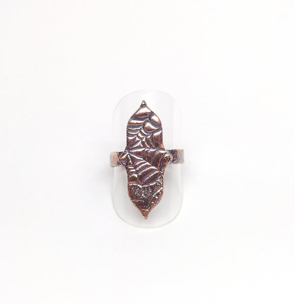 Embossed Spider Web Cigar Band Copper Ring Size 7-3/4