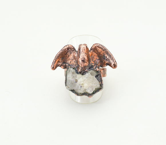 Bat with Crystal Cluster Ring Size 7 - The Wacky Wanderers