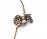 Spiderman Jasper Coffin Filigree Copper Pendant with Spiders