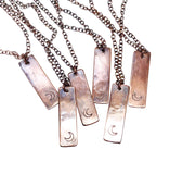 Crescent Moon Hand Stamped Copper Strip Necklace