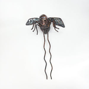 "The Fly" with Labradorite Large Copper Hair Stick