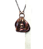 Lips & Nose Copper Pendant with Tourmalinated Quartz Beaded Chain