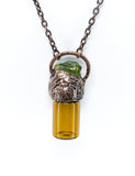 Polished Peridot Nugget Aromatherapy Bottle Copper Pendant