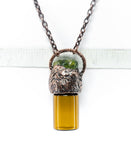 Polished Peridot Nugget Aromatherapy Bottle Copper Pendant