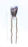 Raw Amethyst Cluster Small Double Prong Hair Stick