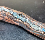 Aquamarine River Driftwood Copper Candle Holder