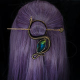 Copper Hair Pin with Snake & Labradorite