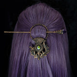 Copper Thistle Hair Pin with Scottish Highland Marble & Amethyst
