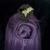 Fossil Palm Root Bat Filigree Copper Hair Stick