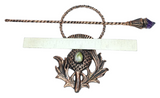 Copper Thistle Hair Pin with Scottish Highland Marble & Amethyst