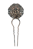 Filigree Hair Stick with Moon Face & Rainbow Moonstone