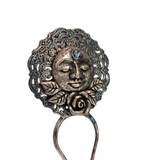 Filigree Hair Stick with Moon Face & Rainbow Moonstone