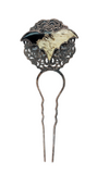 Fossil Palm Root Bat Filigree Copper Hair Stick