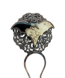 Fossil Palm Root Bat Filigree Copper Hair Stick