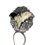 Fossil Palm Root Bat Filigree Copper Hair Stick
