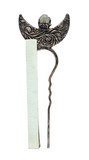 Crescent Moon Double Prong Hair Stick with Crystal Cluster & Black Tourmaline