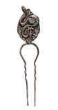 Filigree with Snake & Crystal Cluster Double Prong Hair Stick