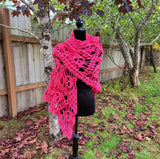 Handmade Crochet Skull Shawl - Fuchsia Pink